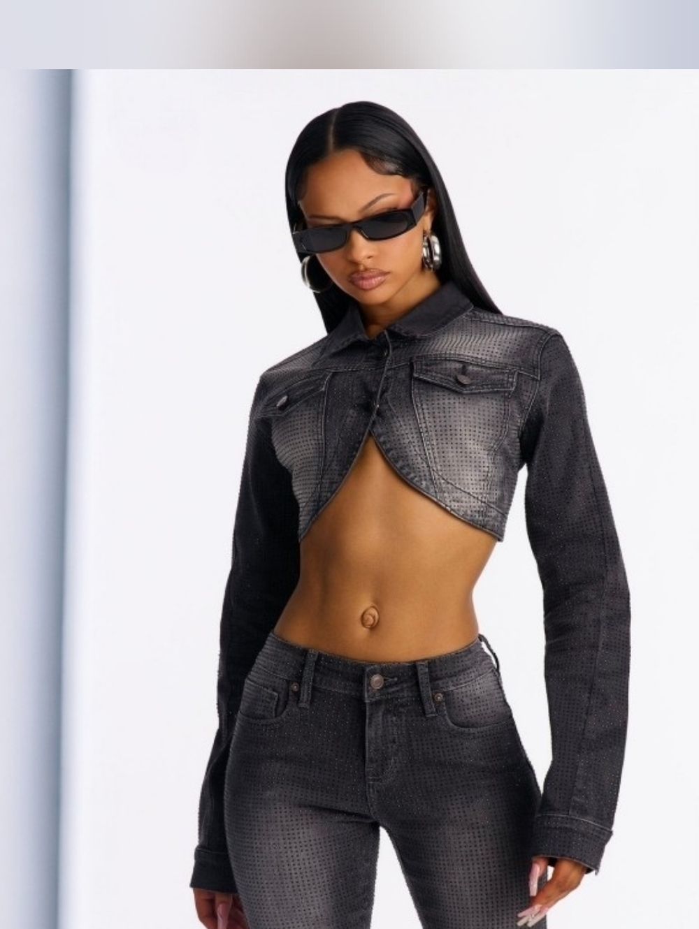 Embellished Bolero Denim Jacket ▪︎ Black Wash ▪︎ XL - Picture 15 of 15